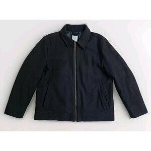 Gap Mens XL Wool Bomber Jacket Coat Heavy Lined Harrington Basic Zip Black